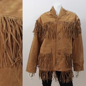 Tan Suede Fringe Leather Jacket